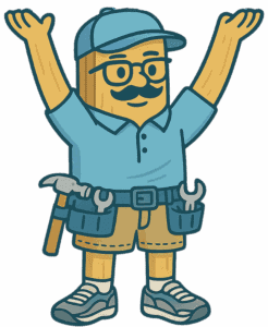 Handyman with tools and cap for stud finding services.