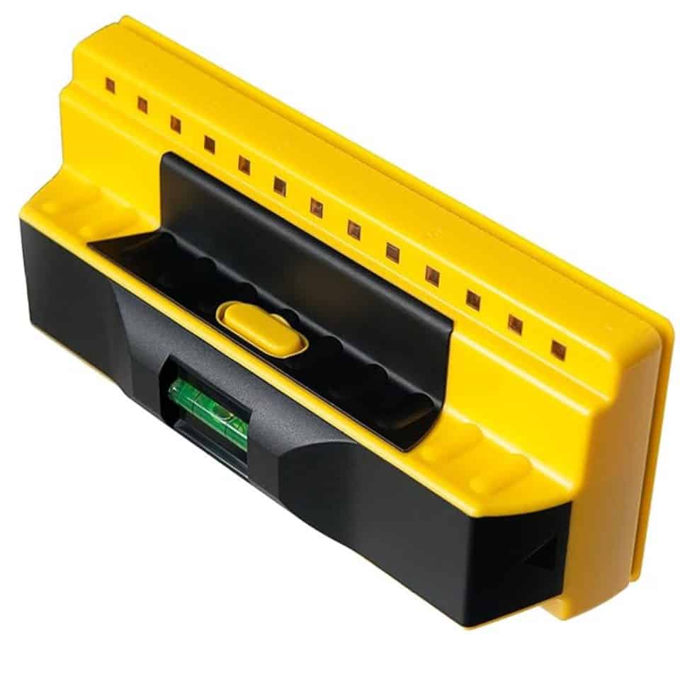 Yellow and black stud finder wall scanner for precise wall stud detection.