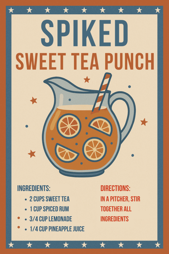 Refreshing sweet tea punch with citrus and pineapple, perfect for summer gatherings.