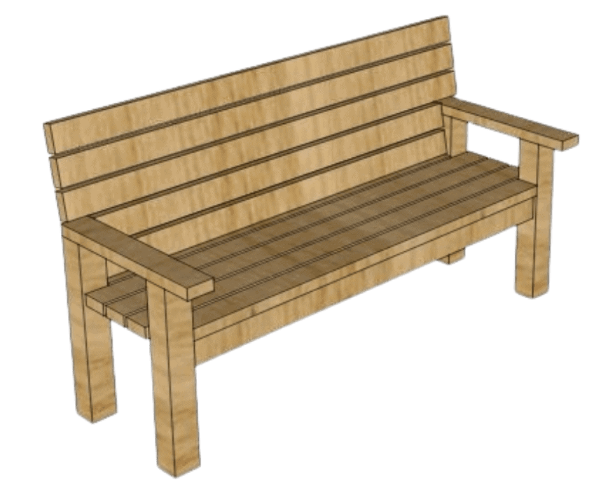 Outdoor wooden bench for simple woodworking projects.