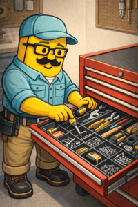 Organized toolbox with tools for garage and job site projects.