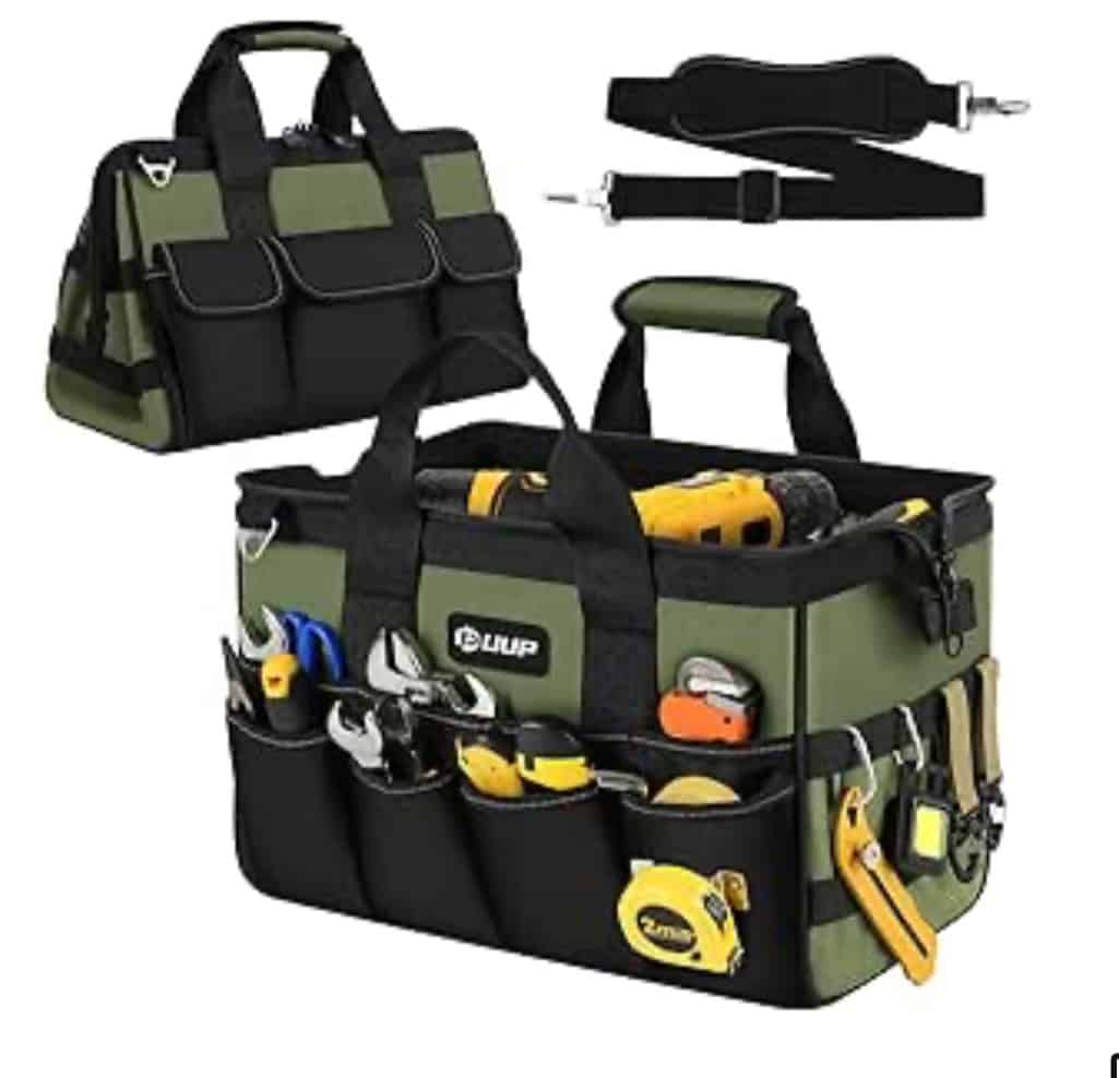 Portable tool box with essential tools for home repairs and DIY projects.