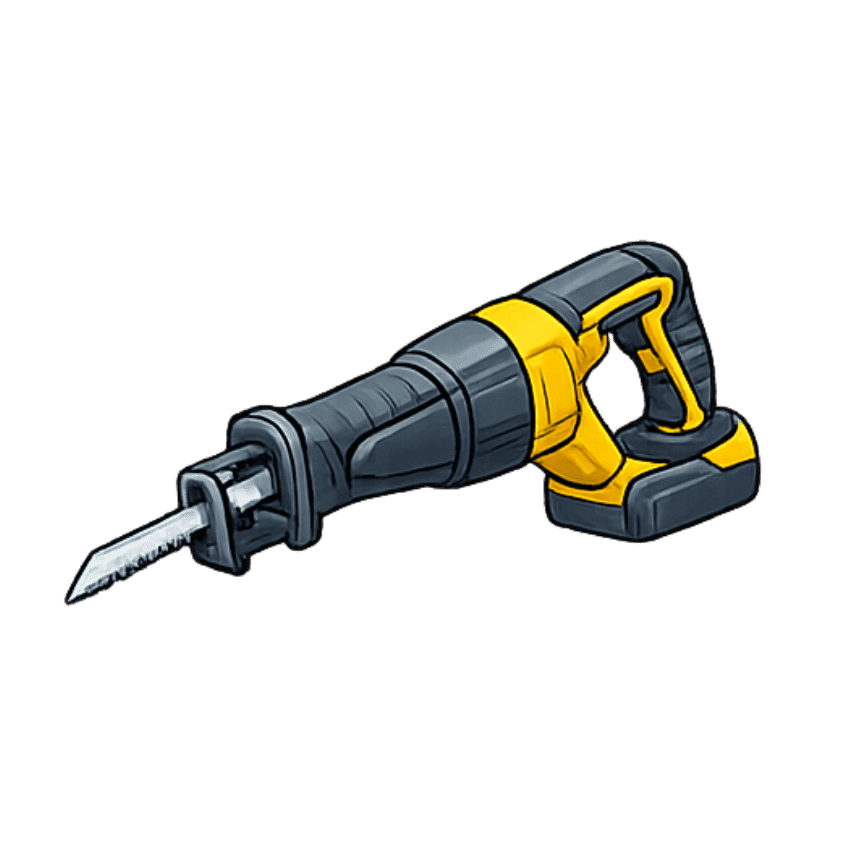 Powerful cordless reciprocating saw for construction and demolition tasks.