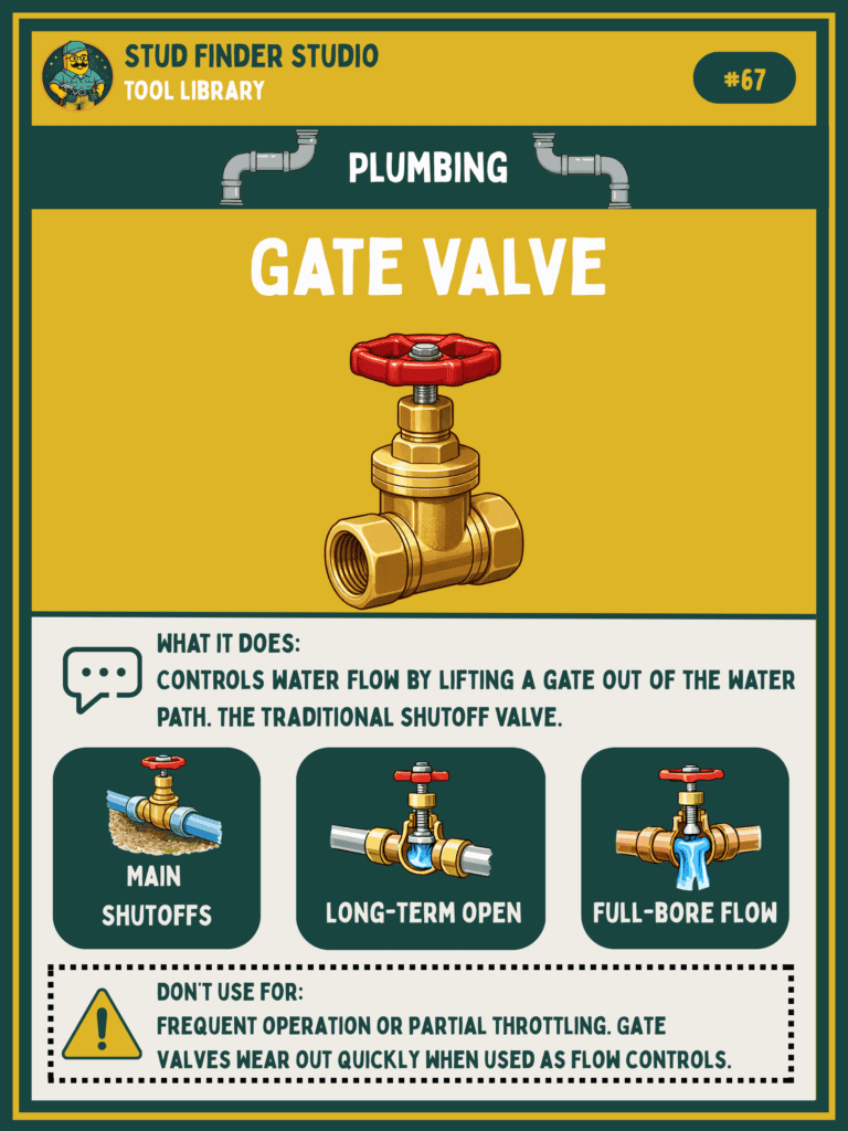 Image of a gate valve used in plumbing for water flow control.