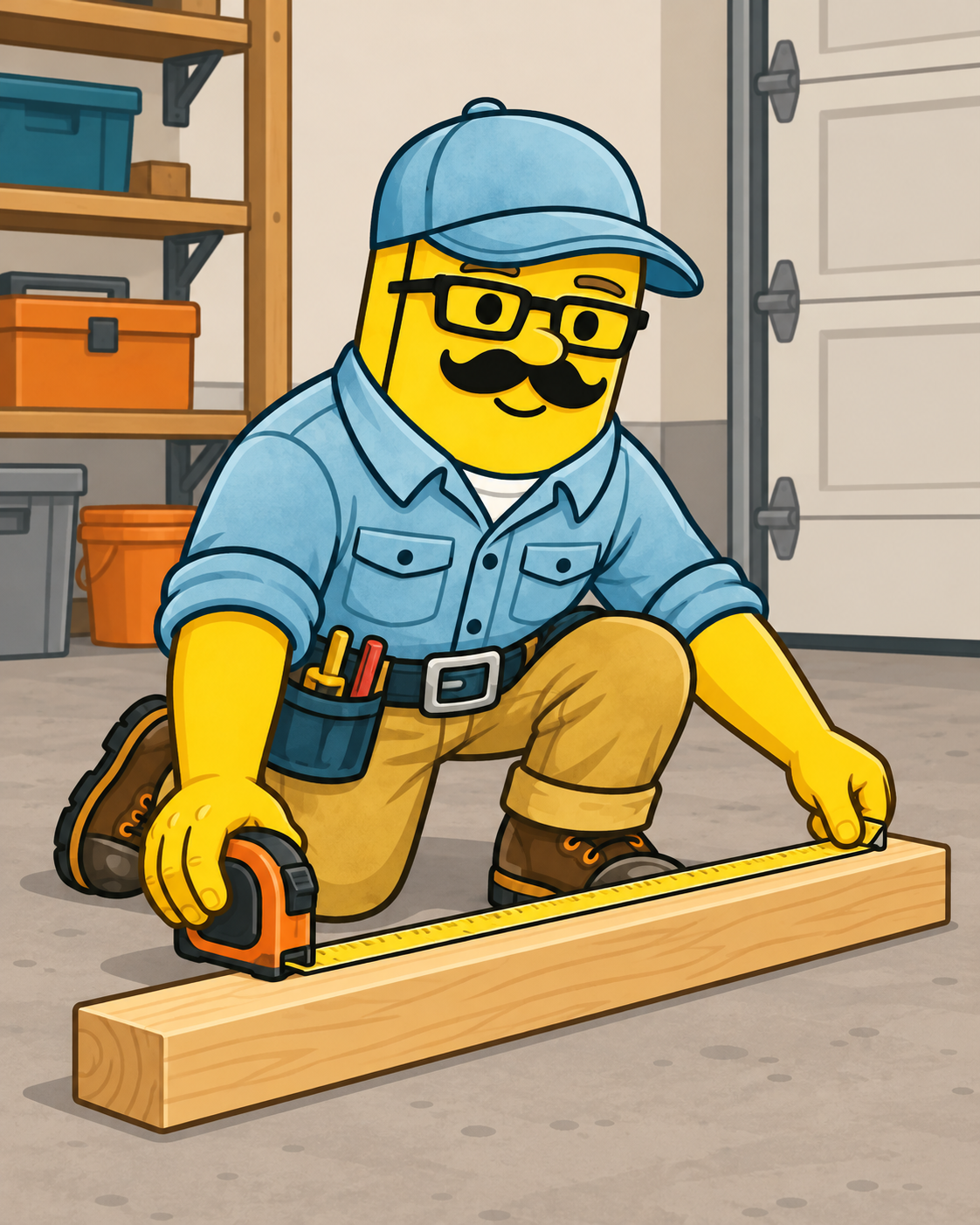 Stud Finder Studio handyman measuring a wooden board with a tape measure